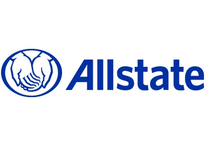 Allstate logo featuring two hands forming a protective shape inside an oval, next to the word 