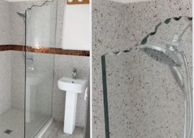 Custom Chipped-top Glass Shower Panel