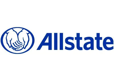 Allstate logo featuring two hands forming a protective shape inside an oval, next to the word 