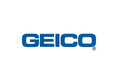 GEICO logo displayed in bold blue uppercase letters on a white background.