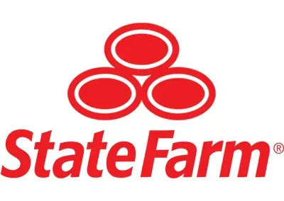 State Farm logo featuring three red interlocking ovals above the company name in bold red letters.