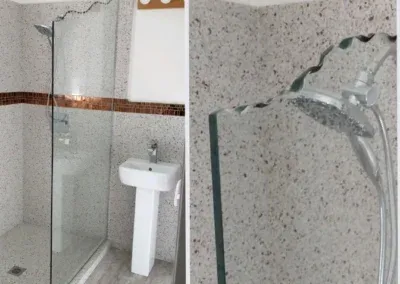 Custom Chipped-top Glass Shower Panel